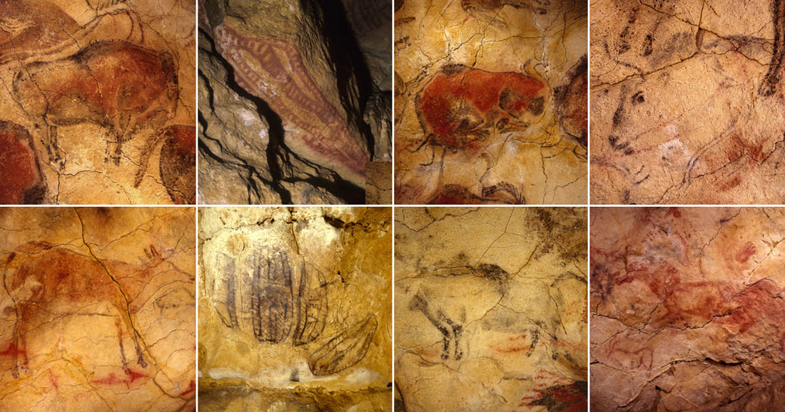 Ancient drawings on cave walls