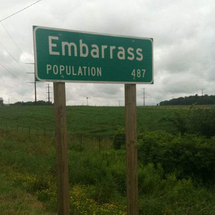 Embarrass, Wisconsin town sign