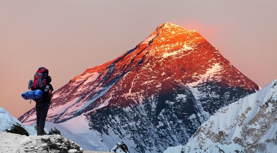 Evening colored view of Mount Everest