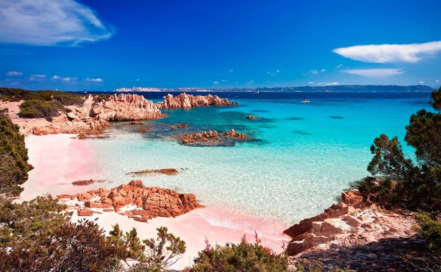 A view of the beautiful pink beaches on Budelli. 
