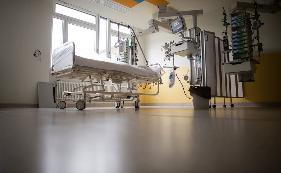 A view of a hospital bed.