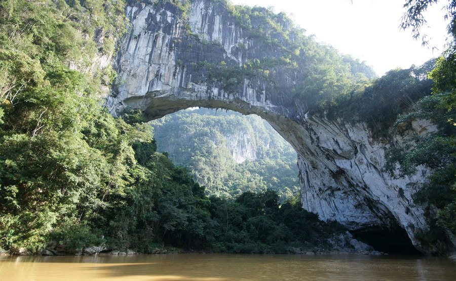 A view of the Fairy Bridge from the river. 