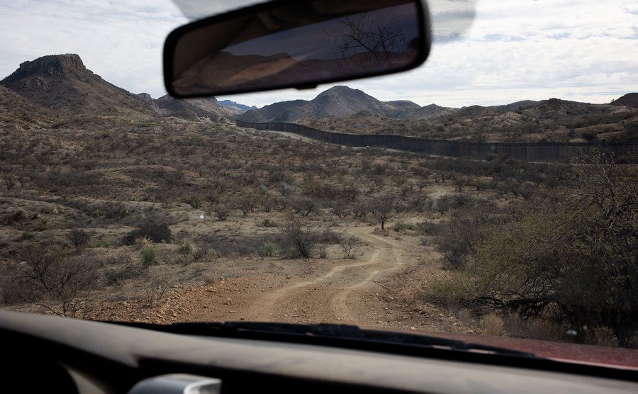 A car drives into Coronado National Forest in Arizona.