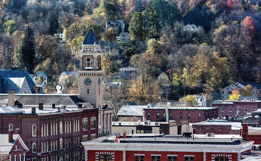 An autumn view of downtown Montpelier in Vermont.
